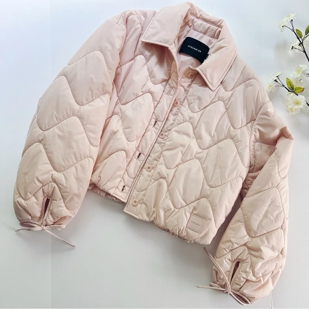 Coach Quilted Blouson Jacket In Recycled Nylon Pink